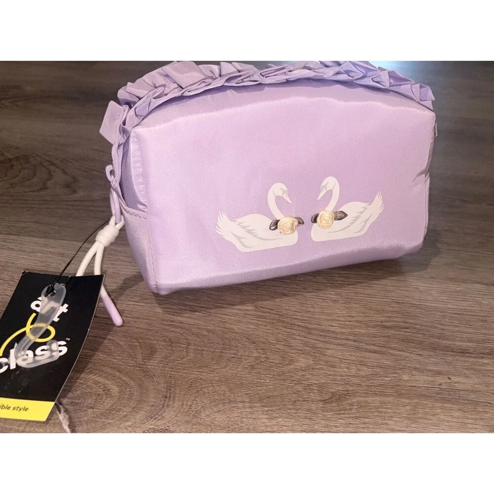 Printed Ruffle Rectangle Pouch -‎ art class™ Purple with Swans